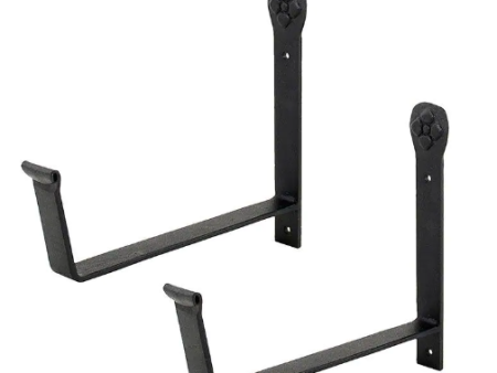 8 in. W Black Powder Coat Iron Wall Mounted Flower Box Brackets (Pair) For Cheap