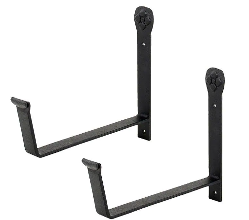 8 in. W Black Powder Coat Iron Wall Mounted Flower Box Brackets (Pair) For Cheap