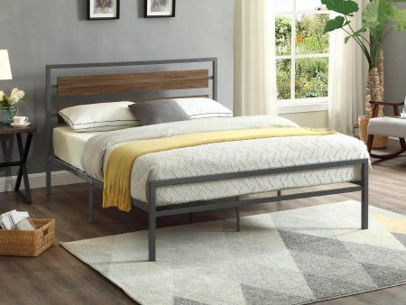 Wood Panel Bed with Grey Frame on Sale