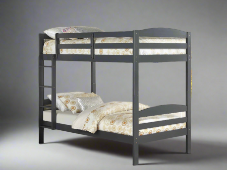 Grey Wooden Single over Single Bunk Bed Convertible into Twin Beds Hot on Sale