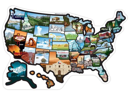 See Many Places RV State Sticker Map, 19x13  Travel Trailer Decals, 50 States Supply