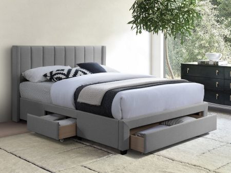 IF 5330 Grey Linen Storage Bed with Underbed Drawers in Double Queen King Online Hot Sale