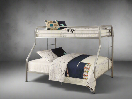 Grey Metal Twin over Double Full Bunk Bed with stairs Discount