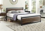 Wood Panel Bed With a Grey Steel Frame Headboard Online