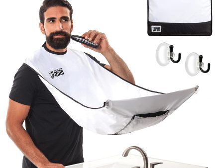 Beard King Beard Bib Apron - Christmas Gifts & Stocking Stuffers for Dad - As Seen on Shark Tank - Men s Hair Catcher for Shaving - Grooming Accessories - Packing Pouchl, White Cheap