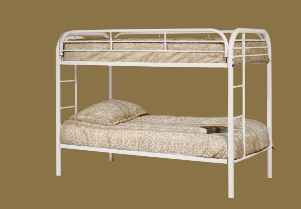 White Metal Bunk Bed Twin over Twin Steel Bunk Bed For Sale