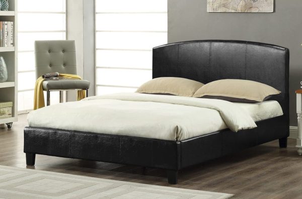 Leatherette Curved Panel Platform Bed Supply