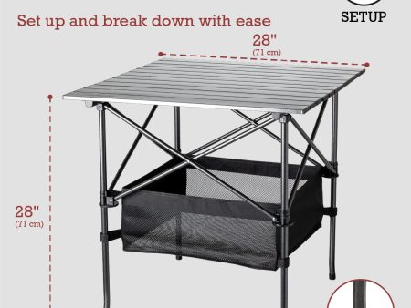 TrailBuddy Folding Camping Table - Small, Aluminum, Foldable Tables with Carry Bag Included - Lightweight and Portable for Beach, Picnic, Tailgate & Outdoor Use, 28in x 28in x 28in Online Sale