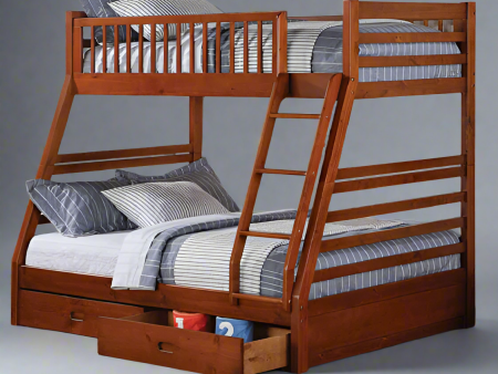 Honey Oak Wooden Bunk Bed Single over Double (Twin   Full) Converts to Two Twin Beds Online now