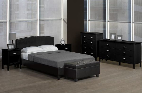 Leatherette Curved Panel Platform Bed Supply