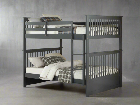 Grey Wood Double over Double Mission Style Bunk Bed Convertible Online Sale