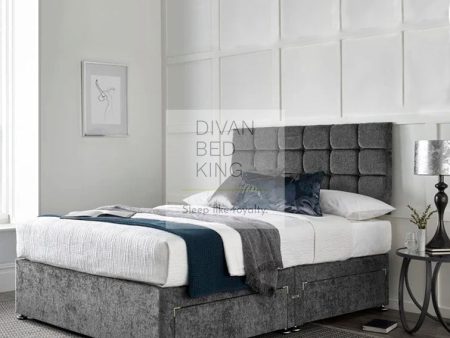 Wattenberg Cube Chenille Divan Bed with Designer Headboard Online Hot Sale