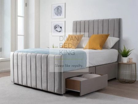 Stroma Stripe Luxury Divan Bed with Floor Standing Headboard and Footboard on Sale