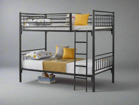 Twin over Twin Grey Metal Bunk Bed Converts to Two Beds on Sale