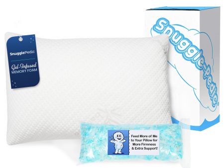 Snuggle-Pedic Gel Memory Foam Cooling Pillow Shredded Memory Foam Pillows for Side, Stomach & Back Sleepers - Keeps Shape - College Dorm Room Essentials for Girls and Guys - Queen Online Hot Sale