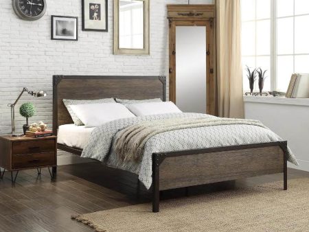 Wood Panel Bed with Steel Frame Online now