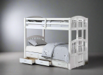 Single over Single over Single White Wood Bunk Bed with Captains Bed Drawers and Trundle Online now