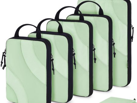 Compression Packing Cubes for travel, BAGSMART 6 Set Travel Packing Cubes for Suitcases, Compression Suitcase Organizers Bag Set & Travel Cubes for Luggage, Lightweight Packing Organize Kohlrabi Green Cheap