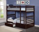 Espresso Wooden Bunk Bed Single over Single (Twin) Includes Drawers & Convertible Online Sale