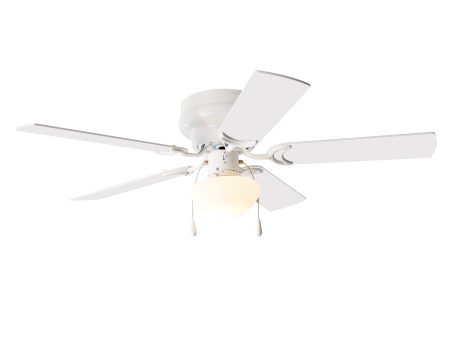 Mainstays 52 inch Hugger Indoor Ceiling Fan with Light Kit, White, 5 Blades, Reverse Airflow Supply