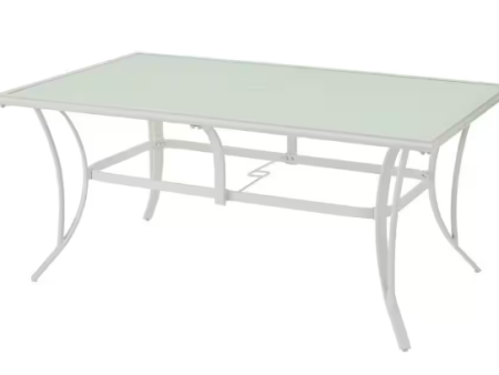 Hampton Bay Riverbrook Shell White Rectangular Glass  Patio Dining Table Online