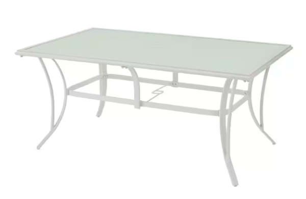 Hampton Bay Riverbrook Shell White Rectangular Glass  Patio Dining Table Online