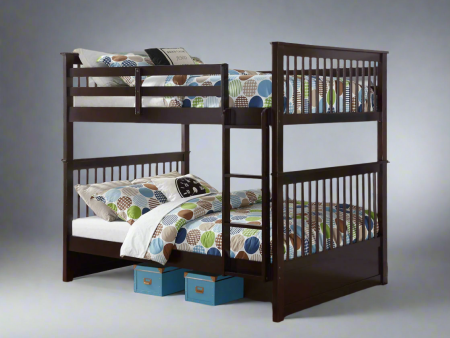 Espresso Double over Double   Full Wooden Bunk Bed Convertible Online