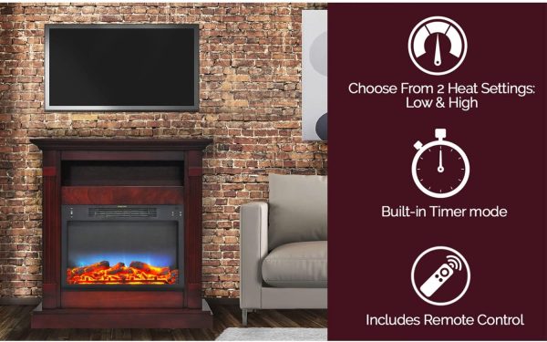 Cambridge Electric Fireplace Insert for Mantel with Realistic Multi-Color LED Flames on Sale