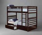 Espresso Wooden Bunk Bed Single over Single (Twin) Includes Drawers & Convertible Online Sale