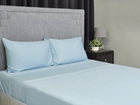 4 Piece 400TC Cotton Sheet Set in White, Charcoal or Light Blue Hot on Sale