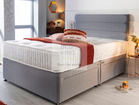 Benedict Grey Divan Bed with Spring Memory Foam Mattress For Cheap