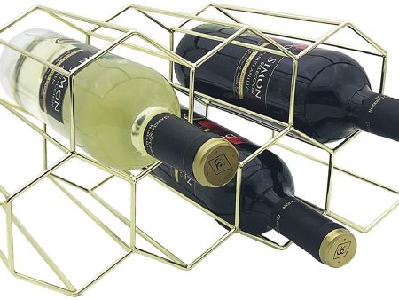 RiteSune Wine Rack Countertop, 9 Bottle Honeycomb Modern Tabletop Wine Bottle Holder for Wine Storage For Sale