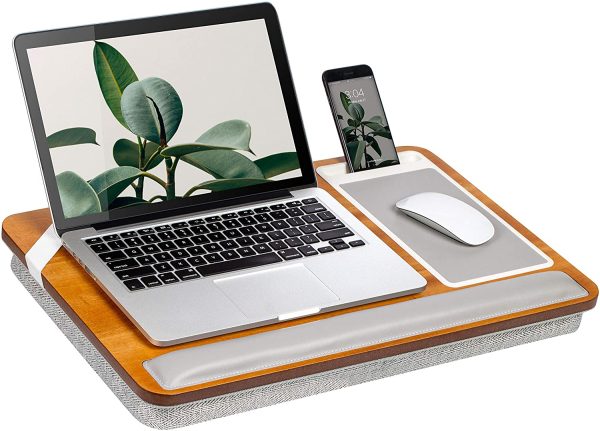 LapGear  Rossie Home Premium Acacia Lap Desk with Wrist Rest, Mouse Pad, and Phone Holder - Fits Up to 15.6 Inch Laptops - Natural - Style No. 91716 Fashion