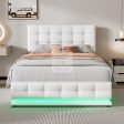 Alessio White Leather LED Ottoman Storage Bed with Adjustable Headboard Supply