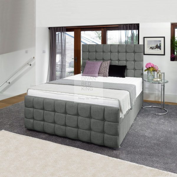 Aria Cube Luxury Ottoman Divan with Floorstanding Headboard and Footboard Cheap