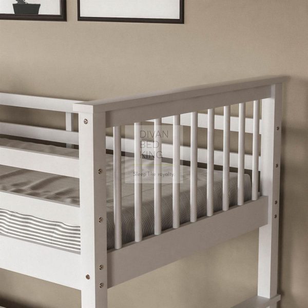 Morgan White Detachable Wooden Bunk Bed with Ladder Online