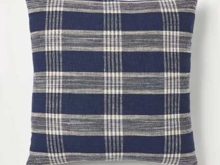 Woven Plaid Square Throw Pillow with Zipper Pull For Discount