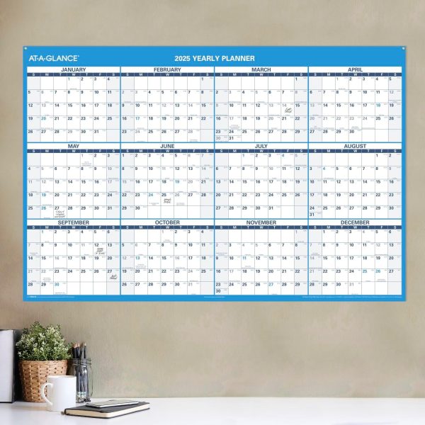 2025 AT-A-GLANCE 48  x 32  Yearly Dry Erase Wall Calendar Supply