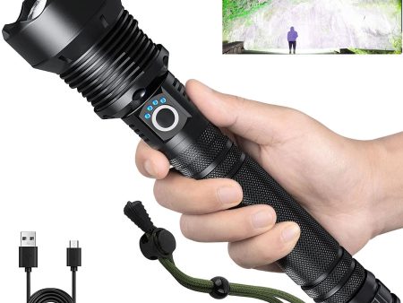 Rechargeable Flashlights 250,000 Lumens, Super Bright LED Flashlight High Lumens with USB Cable, 5 Modes Waterproof Flashlight Powerful Flash Light for Camping Hiking Online Hot Sale