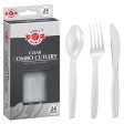 White Plastic Assorted Cutlery, 24 Count on Sale