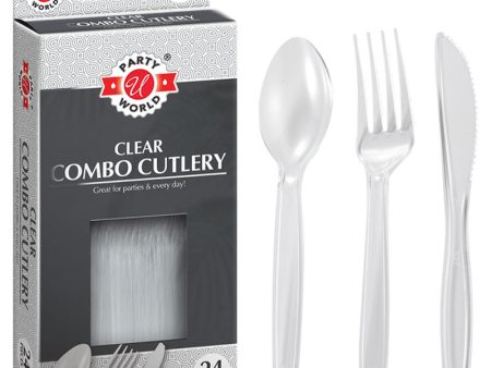 White Plastic Assorted Cutlery, 24 Count on Sale