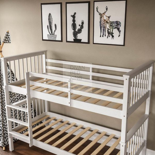 Morgan White Detachable Wooden Bunk Bed with Ladder Online