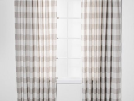 95 x54  Plaid Light Filtering Window Curtain Panel Gray Cream - Threshold™ Online