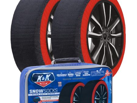 K&K Automotive Snow Socks for Tires - Pro Series for Ultimate Grip 2024 Model Alternative for Tire Snow Chain - Auto Traction Device for Light Semi Truck Pickup SUV Winter Emergency Accessory European Discount