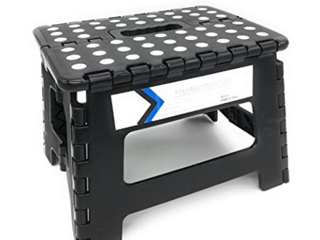 BABY Folding Step Stool 9 Inches Height by Myth with Anti-Slip Surface Great for Kitchen, Bathroom, Bedroom, Kids or Adults Super Strong Holds Up to 300 LBS (Black) For Discount