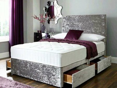 Darius House Crushed Velvet Quilted Divan with Mattress Options Online now