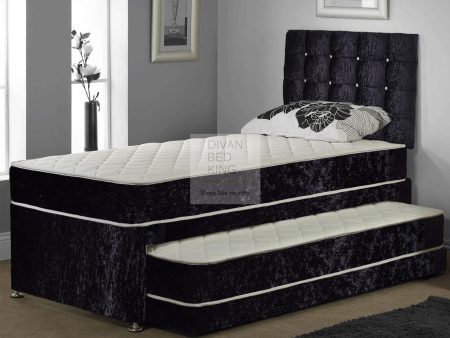 Thomas Crushed Velvet Trundle Guest Bed with 2 Quilted Spring Mattresses Supply