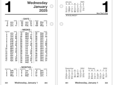 AT-A-GLANCE 2025 Desk Calendar Refill, Daily, 3-1 2  x 6 , Standard, Financial Fashion