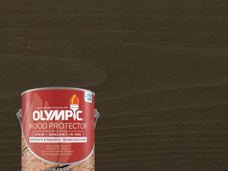 Olympic 1 Gallon Oxford Brown Exterior Solid Wood Protector Stain + Sealant Hot on Sale