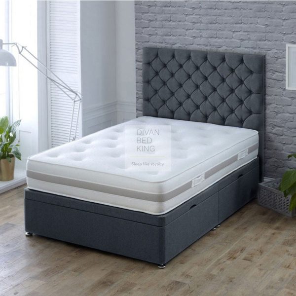 Fiona Luxury Ottoman Divan Bed with Chesterfield Floor Standing Headboard Option Cheap